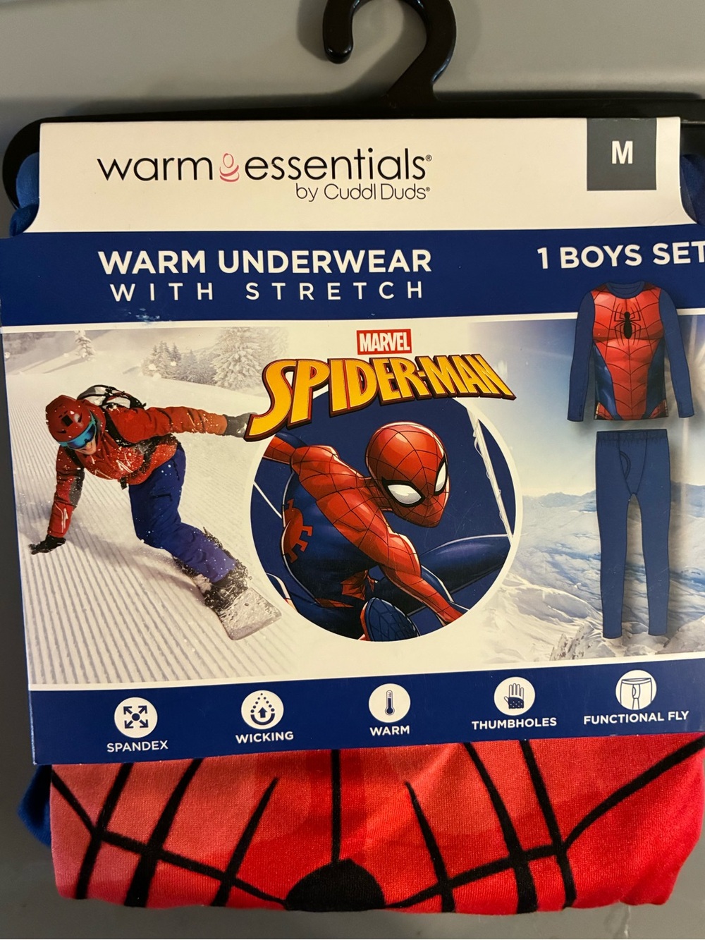 Marvel Spider-Man Warm Underwear Set for Kids - Red/Blue